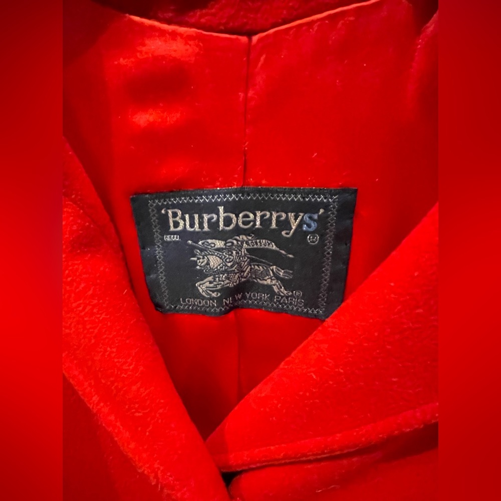 Vintage Burberry coat, red, size 10 with scarf/hood